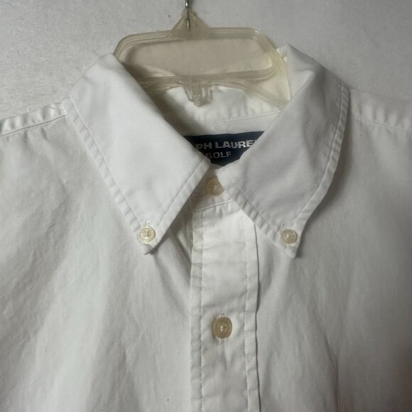 Ralph Lauren Golf shirt sz mens L white pocket crest Tilden cotton button up - Picture 3 of 6